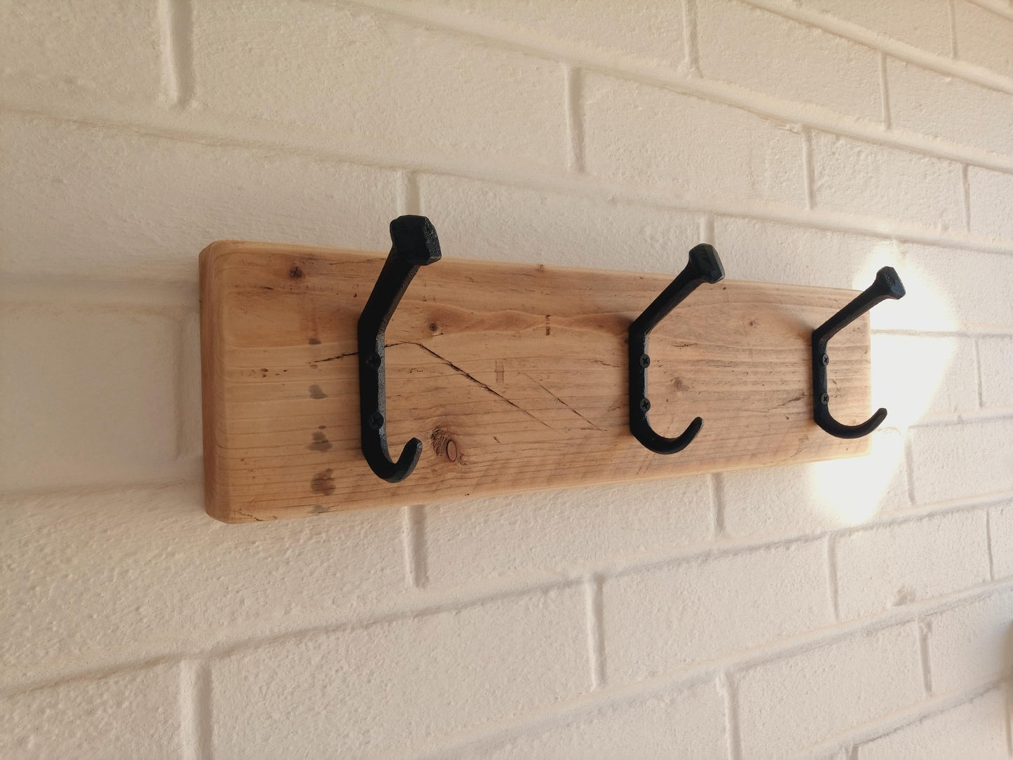 Rustic Coat Rack - Reclaimed Wood, Cast Iron Hooks - **FREE SHIPPING**