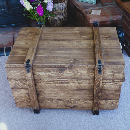 Reclaimed Rustic Military Style wooden Trunk/Coffee Table