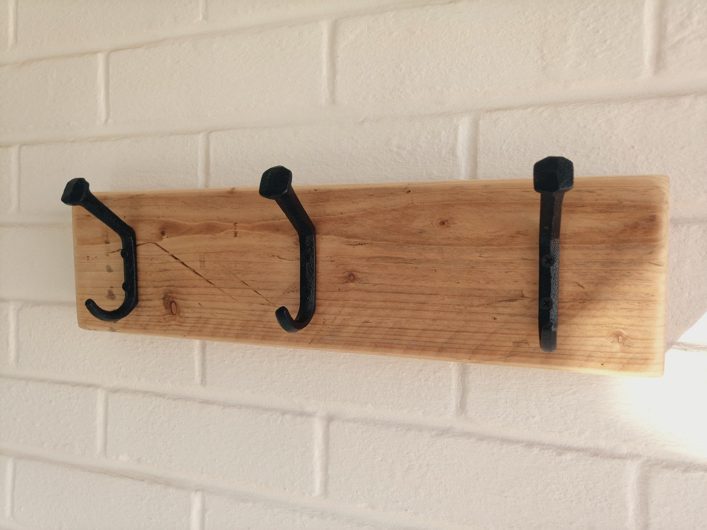 Rustic Coat Rack - Reclaimed Wood, Cast Iron Hooks - **FREE SHIPPING**