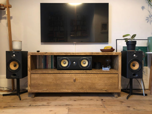 Reclaimed Retro TV Stand with shelf and bottom door - Hairpin Legs - Media Unit Bench **FREE SHIPPING**