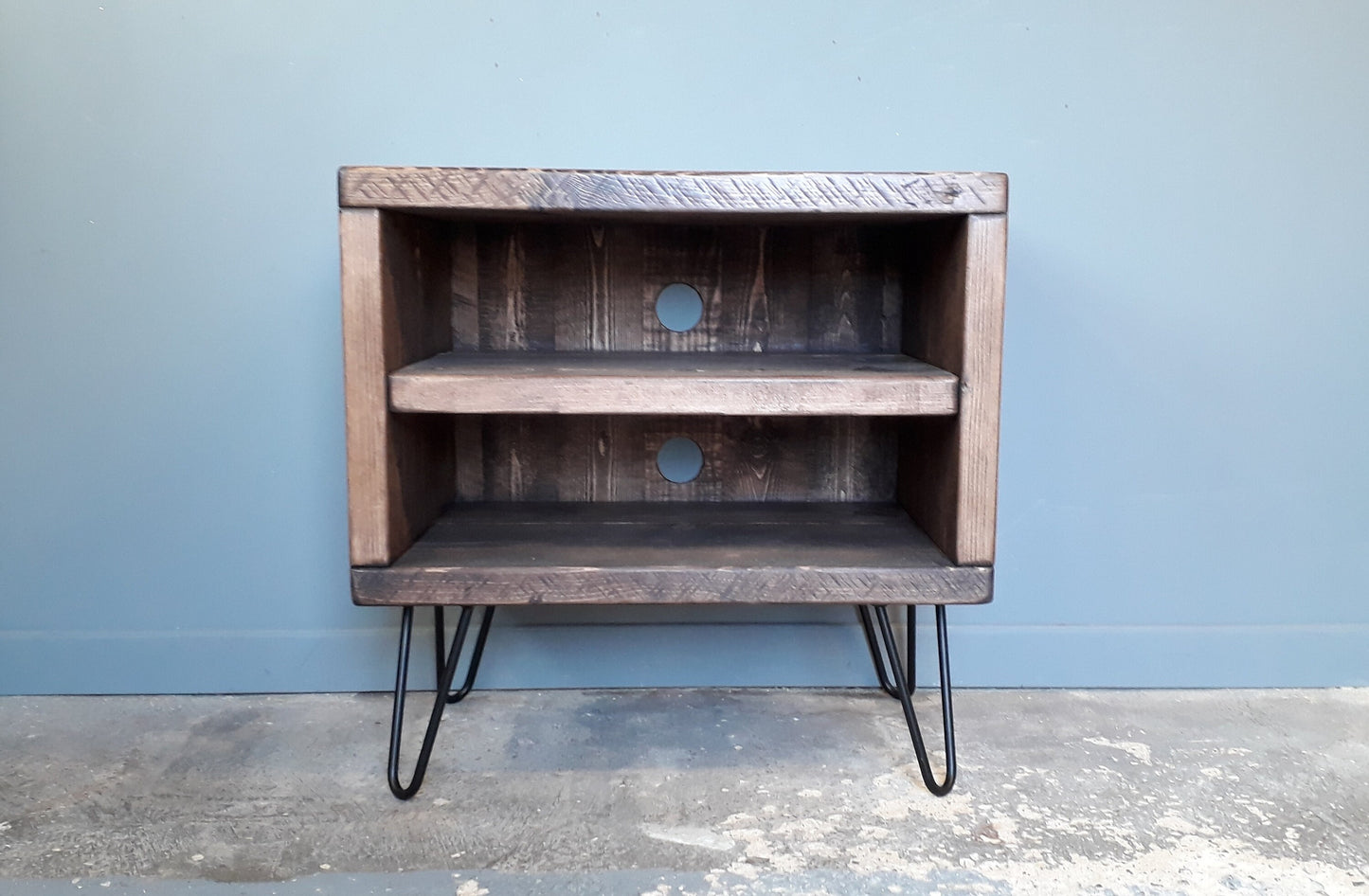 Reclaimed Retro TV Unit with shelf and back - Hairpin Legs - Media Unit **FREE SHIPPING**