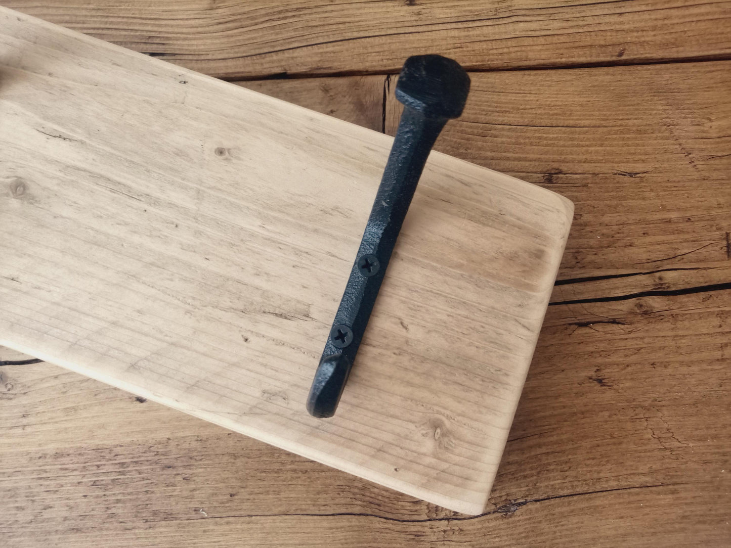 Rustic Coat Rack - Reclaimed Wood, Cast Iron Hooks - **FREE SHIPPING**