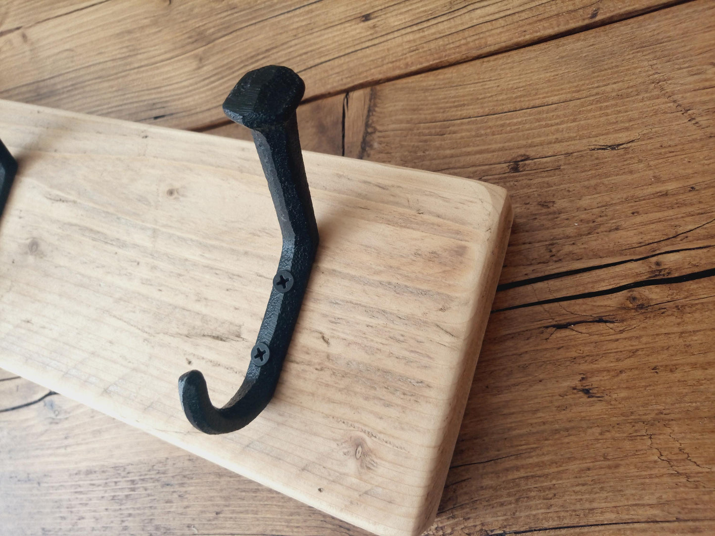 Rustic Coat Rack - Reclaimed Wood, Cast Iron Hooks - **FREE SHIPPING**