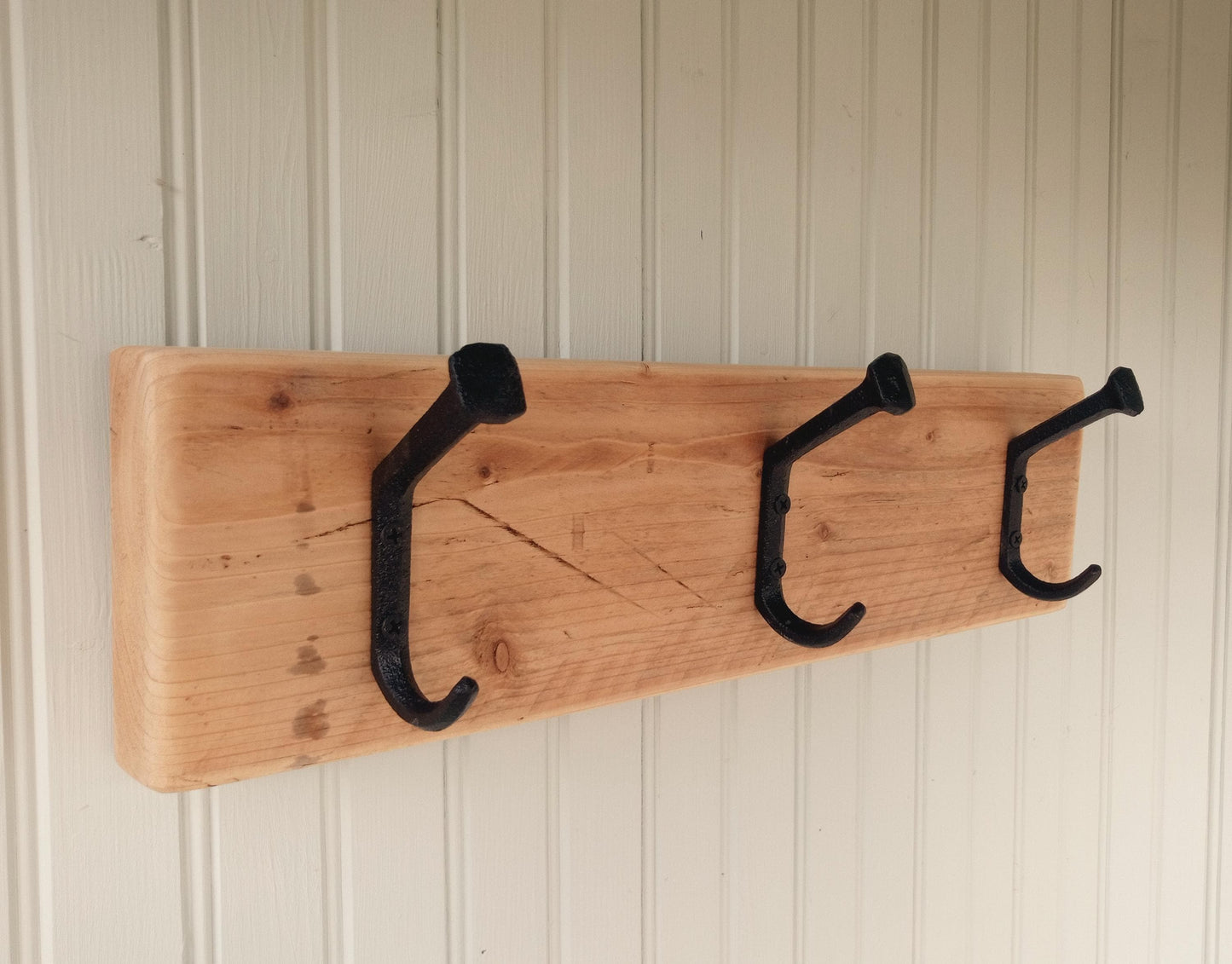 Rustic Coat Rack - Reclaimed Wood, Cast Iron Hooks - **FREE SHIPPING**