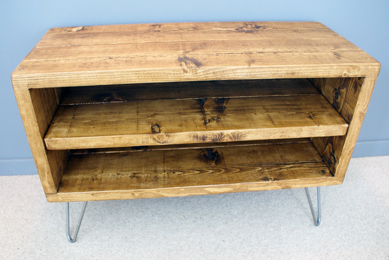 Reclaimed Retro TV Unit with shelf and back - Hairpin Legs - Media Unit **FREE SHIPPING**