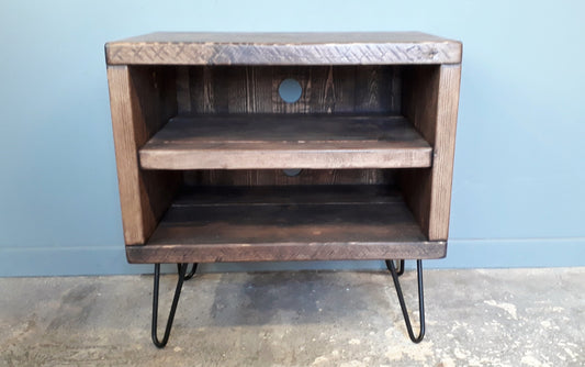 Reclaimed Retro TV Unit with shelf and back - Hairpin Legs - Media Unit **FREE SHIPPING**