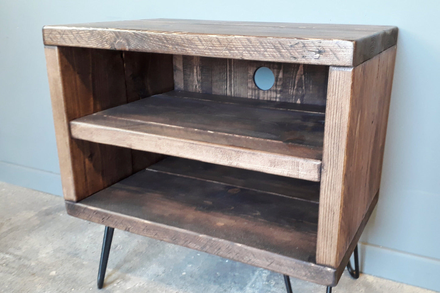 Reclaimed Retro TV Unit with shelf and back - Hairpin Legs - Media Unit **FREE SHIPPING**